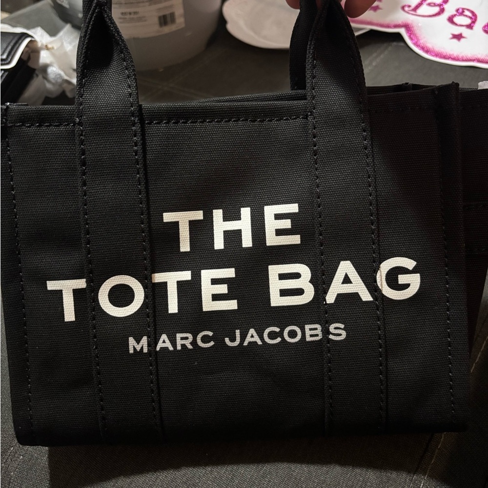 Marc Jacobs Black Tote Bag with White Text